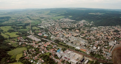 Pohled na Blansko z koše balonu Viktoria