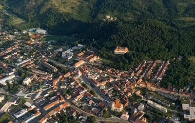 Pohled na Boskovice z koše balonu Viktoria