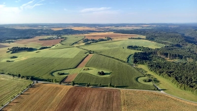Pohled na Moravský Kras z koše balonu Viktoria